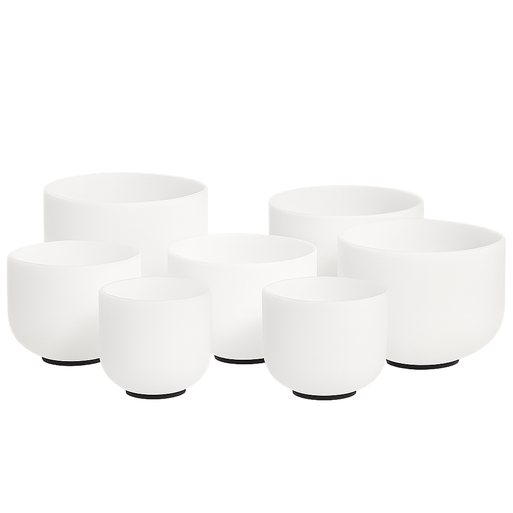 Set de 7 Cuencos de Cuarzo (6" - 12") + Bolsos