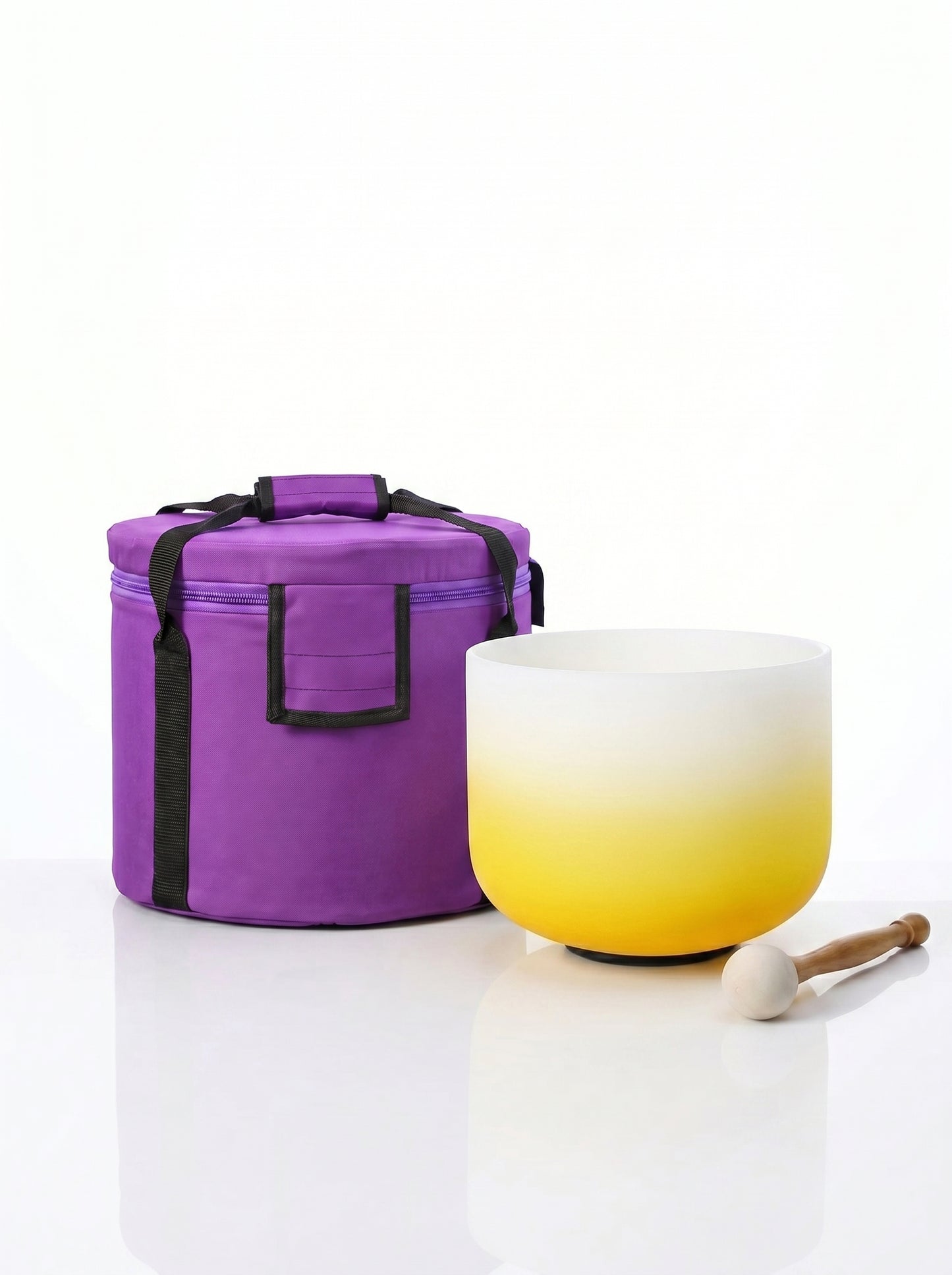 Cuenco de Cuarzo Aura Amarilla + Bolso de Transporte