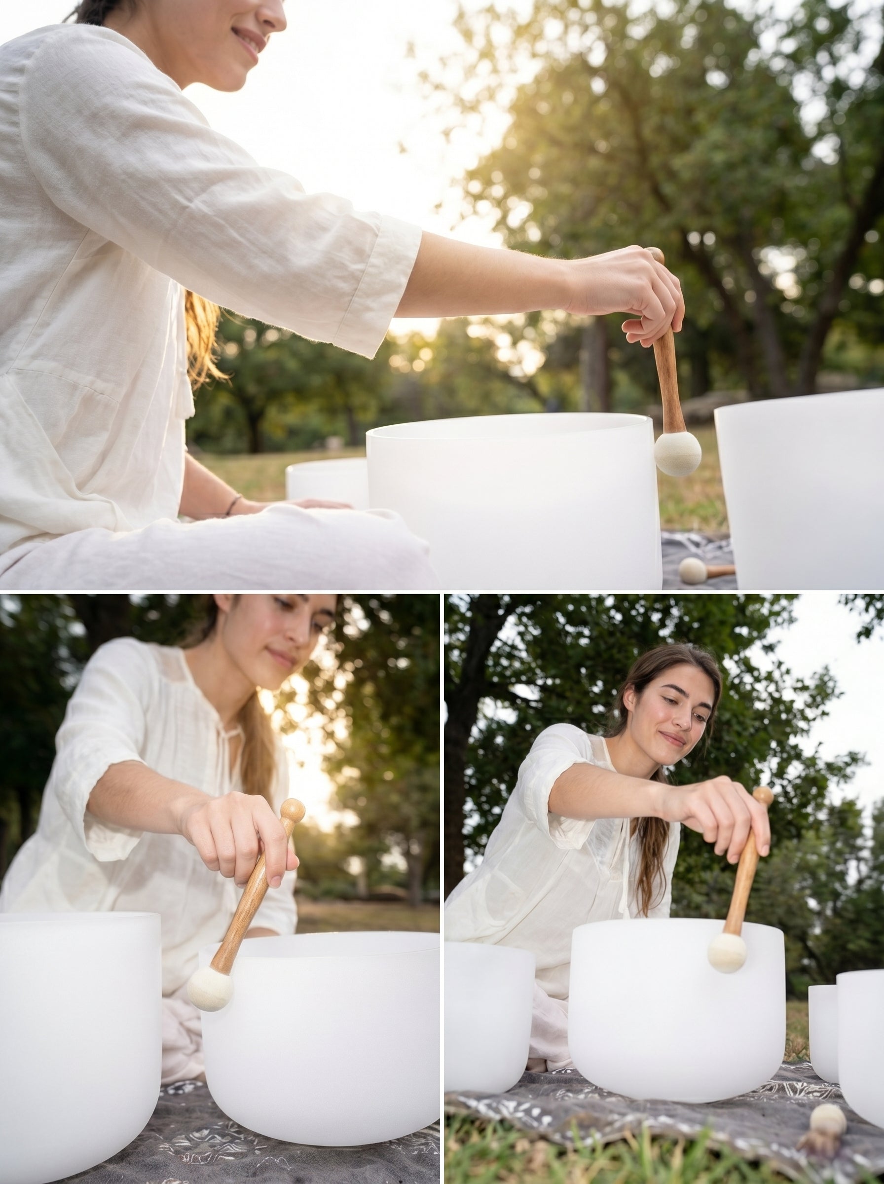 Set de 7 Cuencos de Cuarzo 8" - 14"