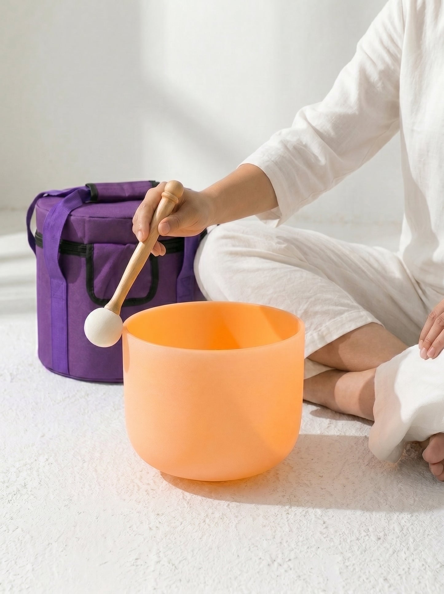 Cuenco de Cuarzo Naranja Pastel + Bolso de Transporte