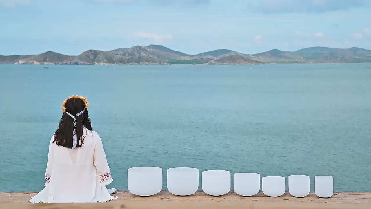 Set de 7 Cuencos de Cuarzo (8" - 14") + Bolsos