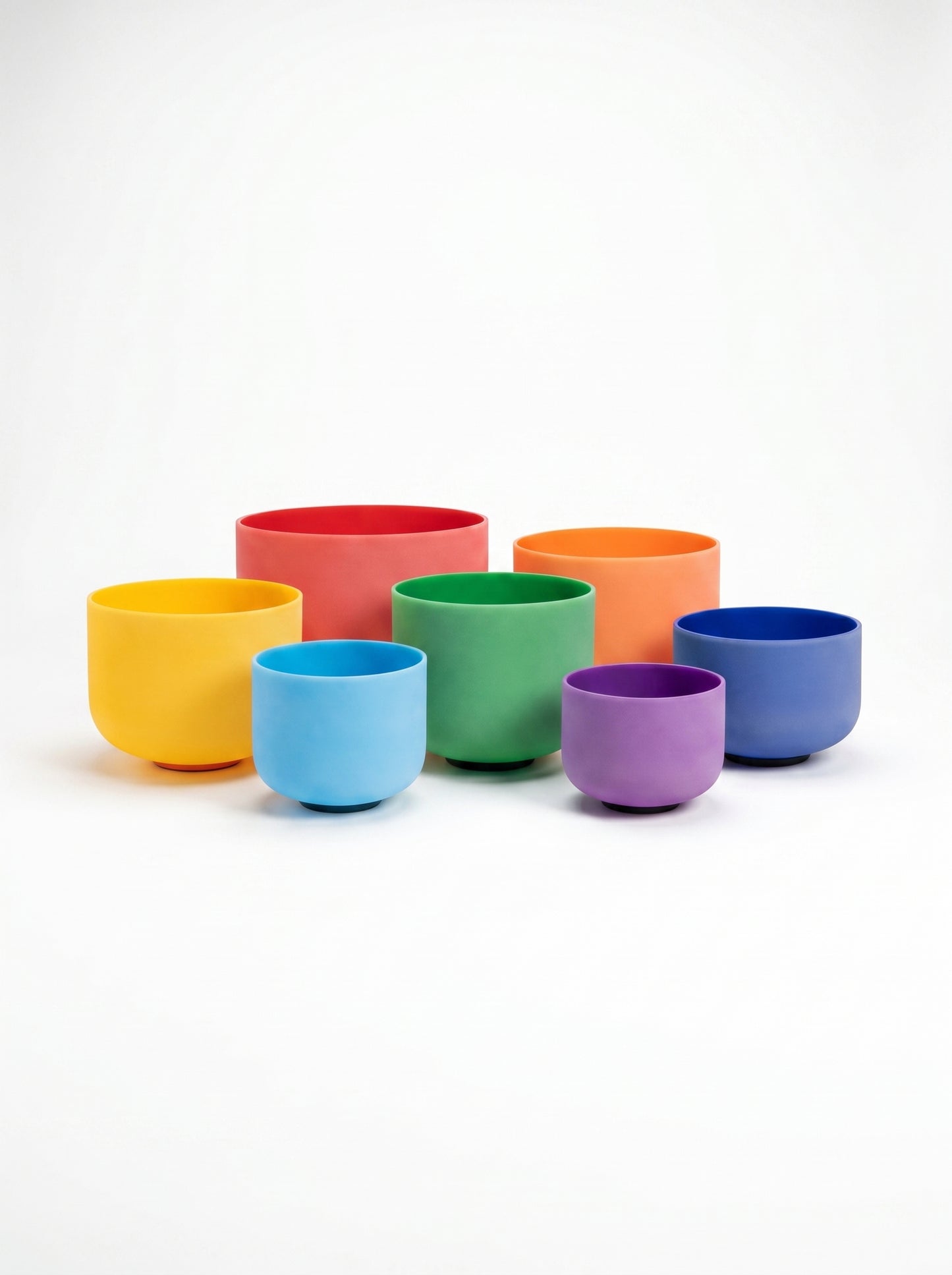 Set de 7 Cuencos de Cuarzo de Colores · 8" - 14" Colores · 432 Hz