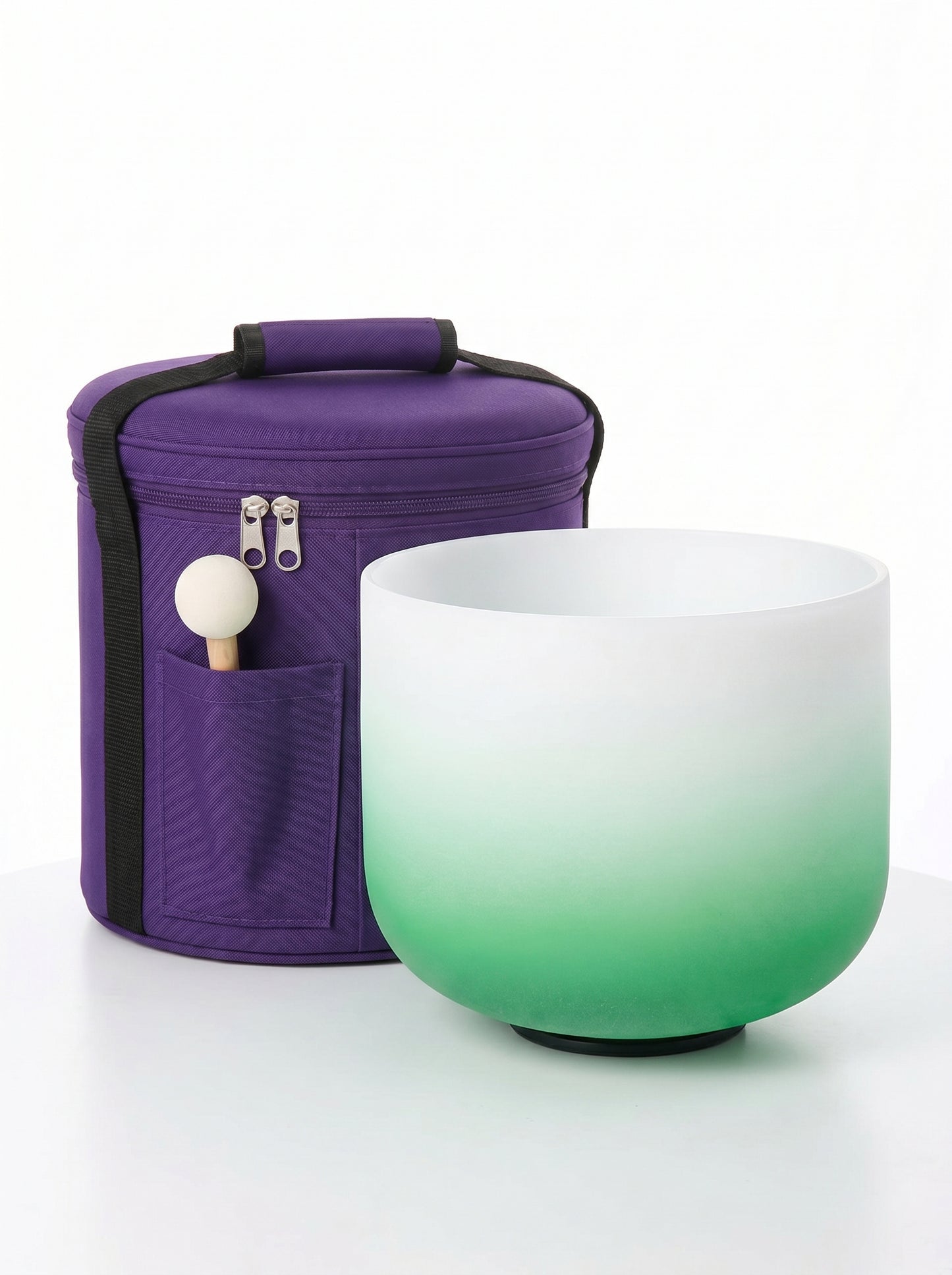 Cuenco de Cuarzo Aura Verde + Bolso de Transporte