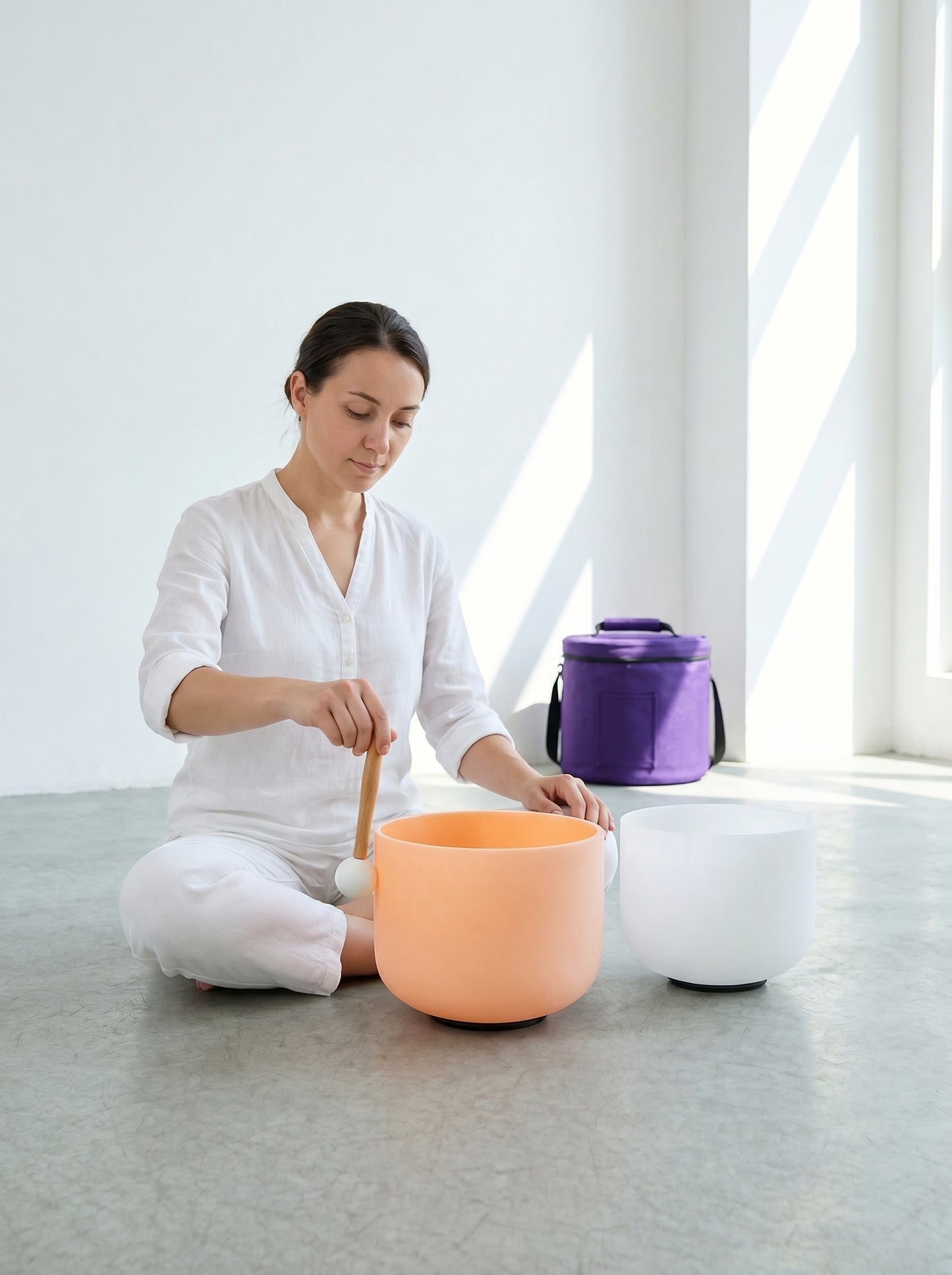 Cuenco de Cuarzo Naranja Pastel + Bolso de Transporte