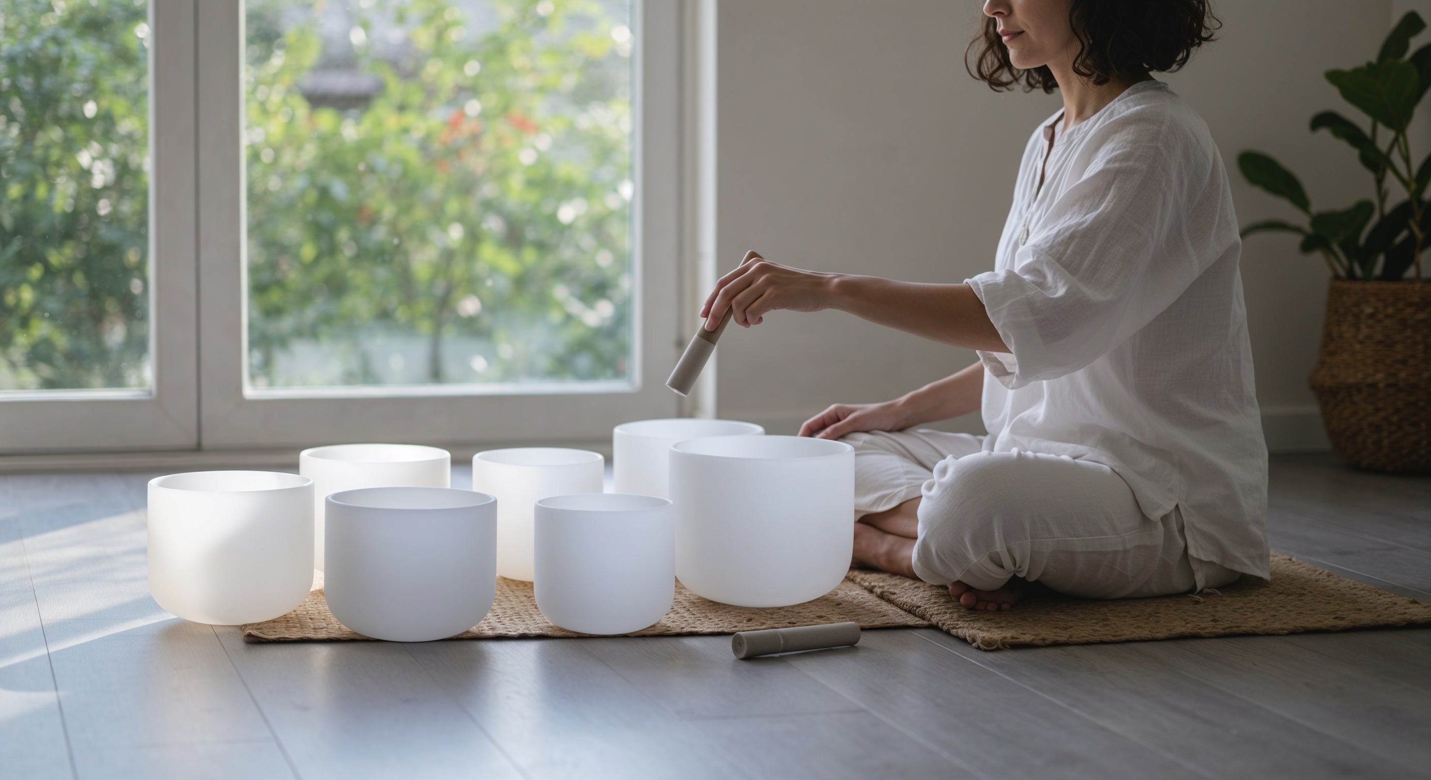 Set de 7 Cuencos de Cuarzo (6" - 12") + Bolsos